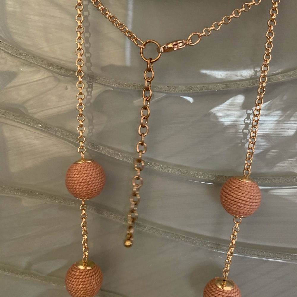 Rose gold pink tassel layering y charm necklace - Picture 3 of 5